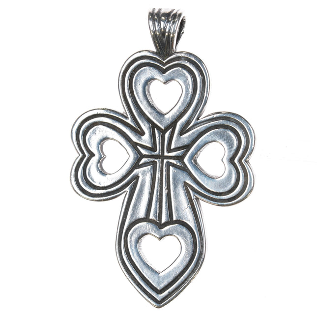 Retired James Avery heart cross pendant sterling silver