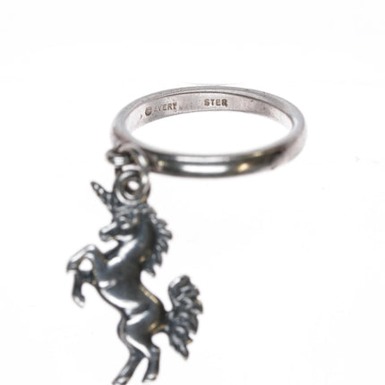 sz3 Retired James Avery unicorn charm dangle ring sterling silver