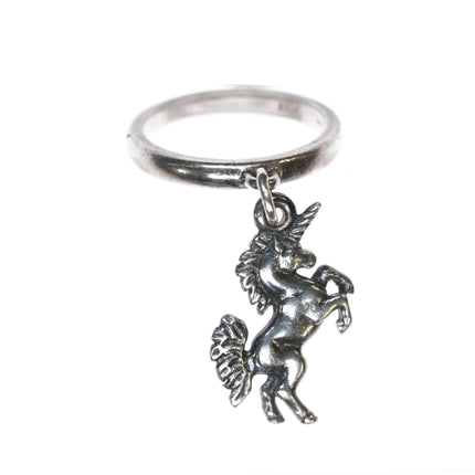 sz3 Retired James Avery unicorn charm dangle ring sterling silver