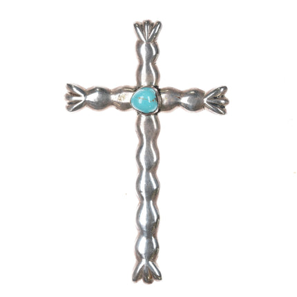 Large Vintage Native American sterling and turquoise cross pendant y