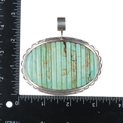 1980's Carlos Eagle Navajo sterling turquoise corn row pendant