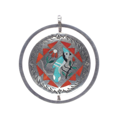 Sammy and Esther Guardian Zuni Spinner pendant Blue jay/Hummingbird sterling