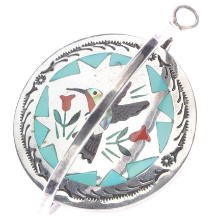 Sammy and Esther Guardian Zuni Spinner pendant Blue jay/Hummingbird sterling