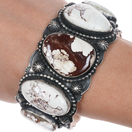 7" Shawn Cayatineto (Navajo) Sterling Wild Horse jasper cuff bracelet