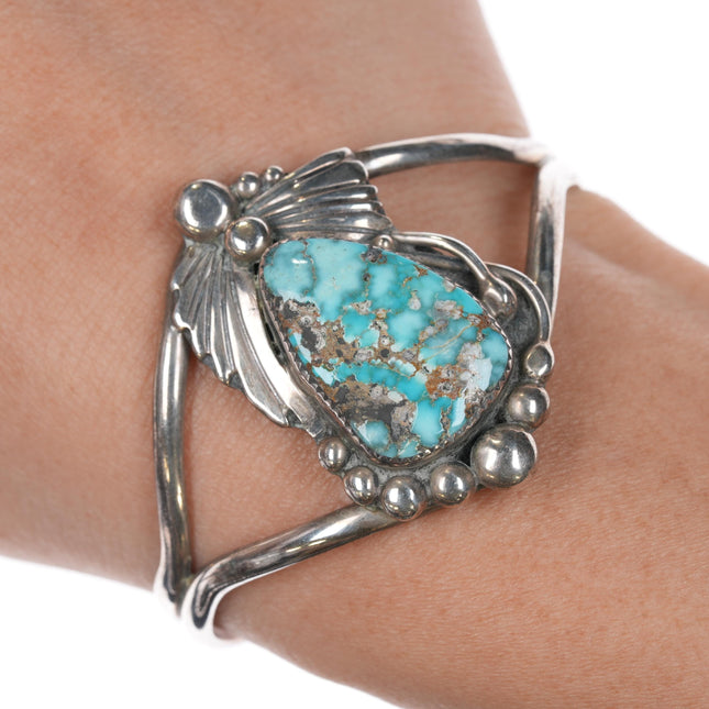 6" 1970's John Coers Cherokee sterling high grade turquoise cuff bracelet