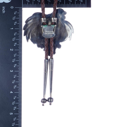 c1970 John Lucio Zuni sterling inlay eagle dance bolo tie - Estate Fresh Austin