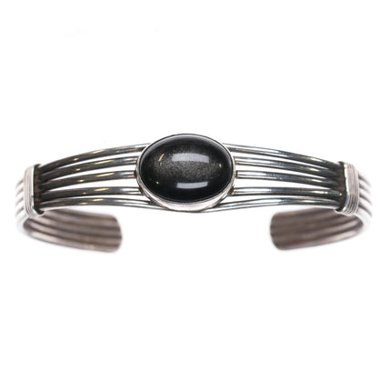 6 3/8" Sterling tiger's eye wire cuff bracelet