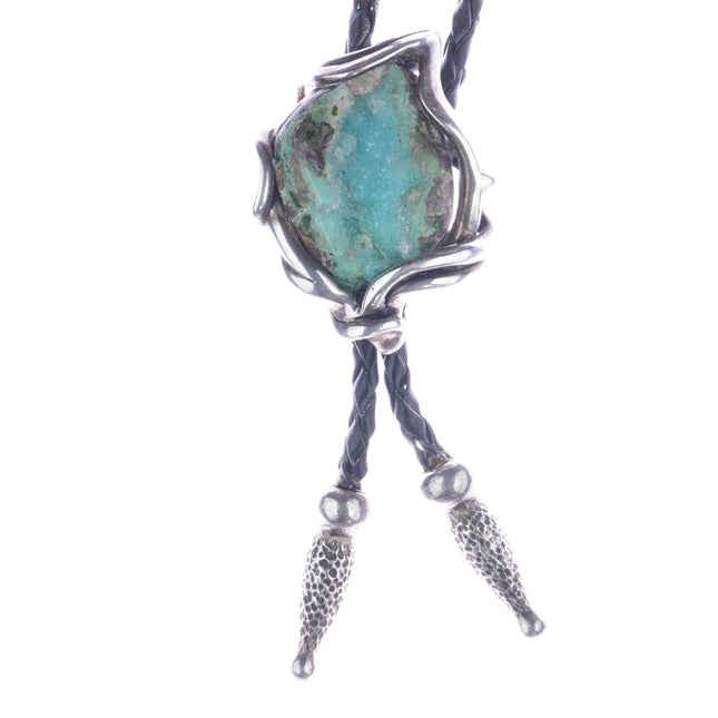 44" 70's-80's Vintage Sterling blue crystal bolo tie