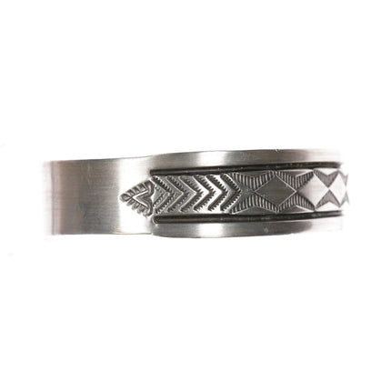 7.25" Heavy Bruce Morgan Navajo heavy stamped sterling cuff bracelet