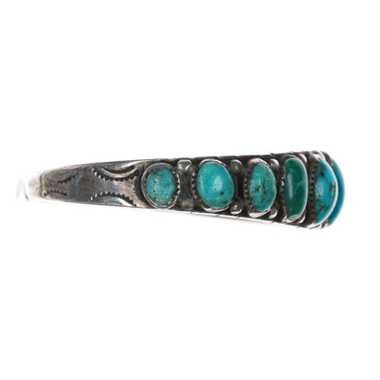 6 7/8" c1920's Navajo ingot silver turquoise row cuff bracelet