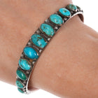6.875 c1920's Navajo ingot silver turquoise row cuff bracelet - Estate Fresh Austin