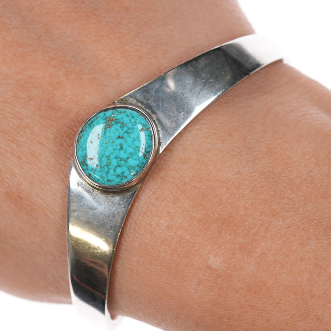 6.25" Natural Lone Mountain turquoise H Native American sterling cuff bracelet