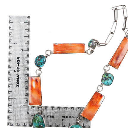 Herman Vandever Navajo Sterling, turquoise, and spiny oyster necklace