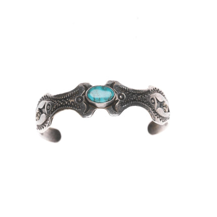 6" Vintage Southwestern sterling and turquoise cuff bracelet