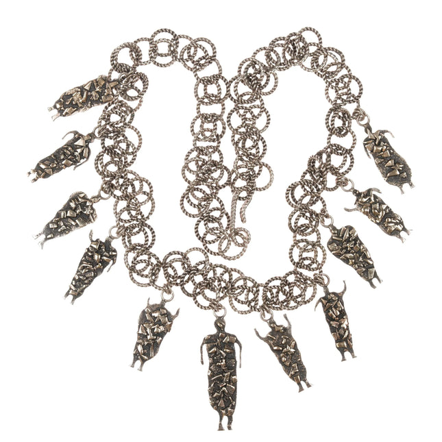 Lyndon B Tsosie Navajo 14k/sterling Tufa cast brutalist dancers necklace - Estate Fresh Austin