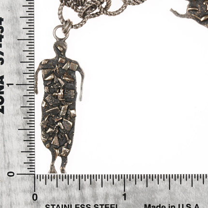 Lyndon B Tsosie Navajo 14k/sterling Tufa cast brutalist dancers necklace