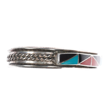 6" C-R Zunie sterling channel inlay cuff bracelet