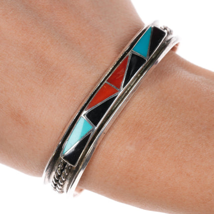 6" C-R Zunie sterling channel inlay cuff bracelet