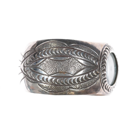 6 3/8" Carson Blackgoat Navajo Sterling watch cuff bracelet