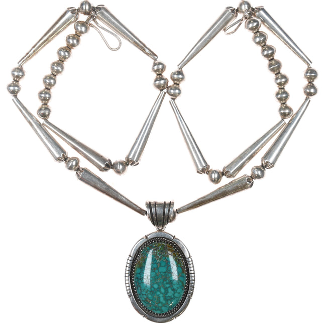 Mary Marie Yazzie Lincoln Sterling high grade spiderweb turquoise pendant necklace