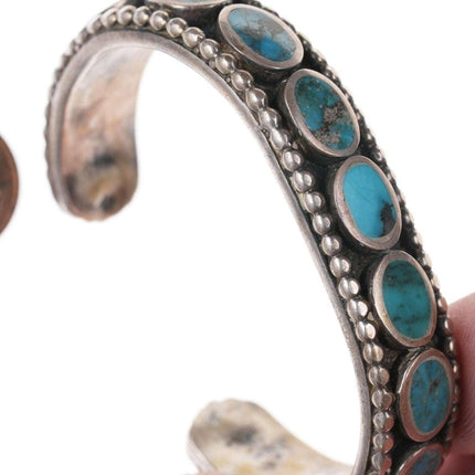 6" Sturdy Vintage Native American Turquoise Sterling cuff bracelet