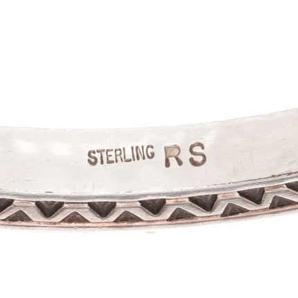 6.12" Roger Skeet Jr Navajo heavy stamped silver cuff bracelet - Estate Fresh Austin