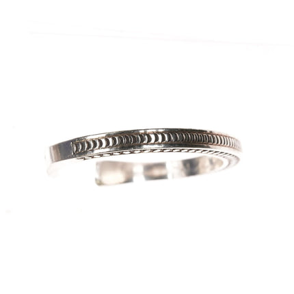 6.12" Roger Skeet Jr Navajo heavy stamped silver cuff bracelet - Estate Fresh Austin