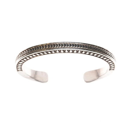 6.12" Roger Skeet Jr Navajo heavy stamped silver cuff bracelet - Estate Fresh Austin