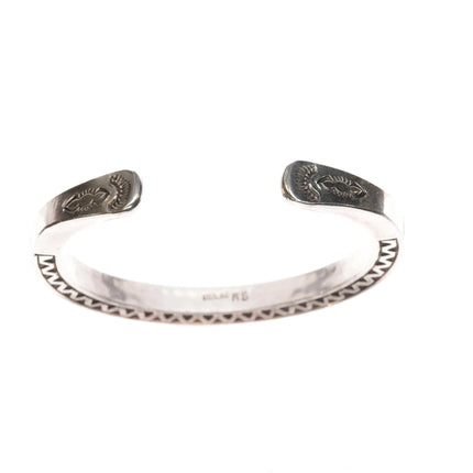 6.12" Roger Skeet Jr Navajo heavy stamped silver cuff bracelet - Estate Fresh Austin