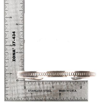 6.12" Roger Skeet Jr Navajo heavy stamped silver cuff bracelet - Estate Fresh Austin
