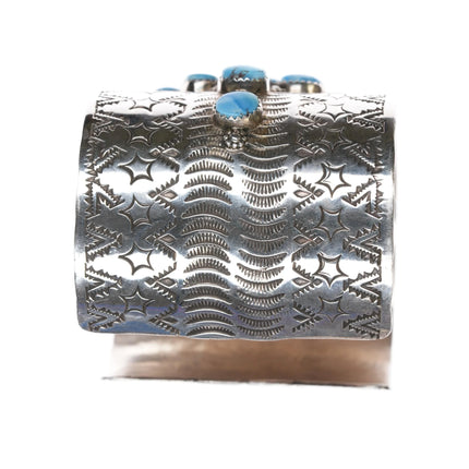 7" Navajo Golden Hills Turquoise sterling cuff bracelet - Chris Etsitty - Estate Fresh Austin