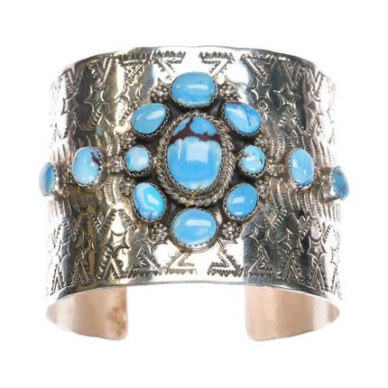 7" Navajo Golden Hills Turquoise sterling cuff bracelet - Chris Etsitty - Estate Fresh Austin