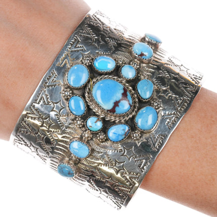 7" Navajo Golden Hills Turquoise sterling cuff bracelet - Chris Etsitty - Estate Fresh Austin