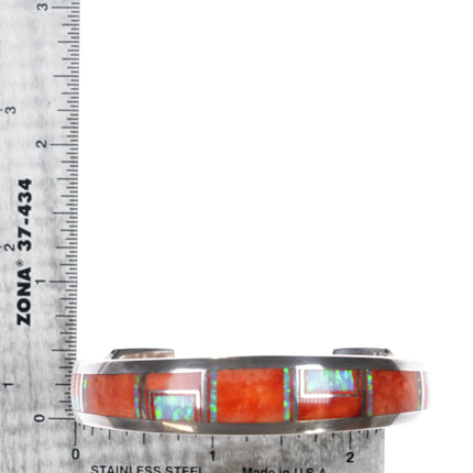 6.25" Larry Martinez Chavez Navajo sterling channel inlay cuff bracelet - Estate Fresh Austin