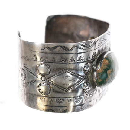 6.5" c1940's Cerrillos Turquoise sterling Navajo Curio Fred Harvey cuff bracelet - Estate Fresh Austin