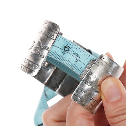 6.5" c1940's Cerrillos Turquoise sterling Navajo Curio Fred Harvey cuff bracelet - Estate Fresh Austin