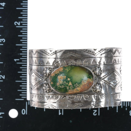 6.5" c1940's Cerrillos Turquoise sterling Navajo Curio Fred Harvey cuff bracelet - Estate Fresh Austin