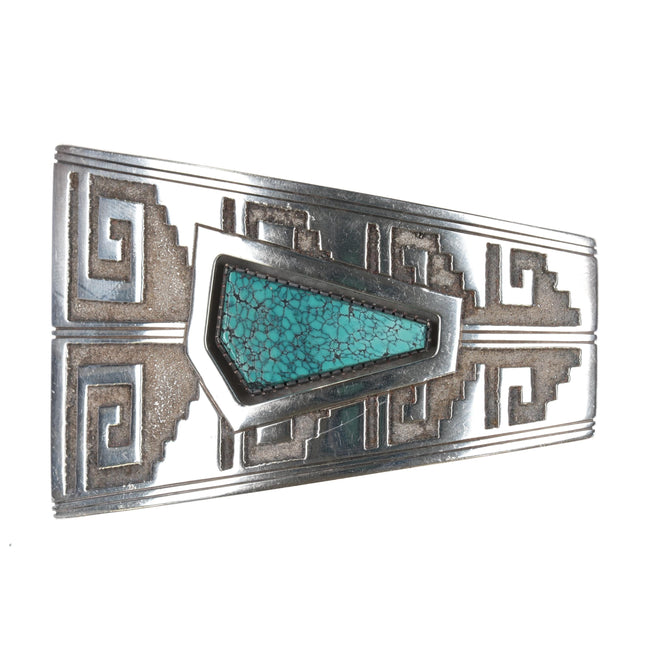 RJ Scott Navajo sterling high grade spiderweb turquoise belt buckle