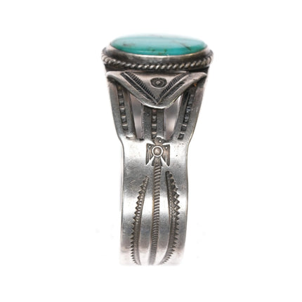 6.375" c1940's Gem Silica Navajo sterling cuff bracelet - Estate Fresh Austin