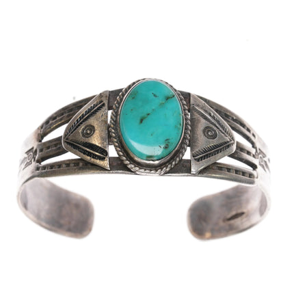 6.375" c1940's Gem Silica Navajo sterling cuff bracelet - Estate Fresh Austin