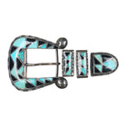 c1950's Zuni sterling channel inlay ranger belt buckle set - Estate Fresh Austin