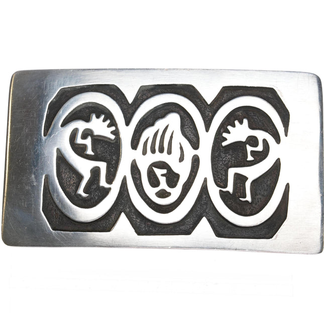 Kokopelli Overlay Navajo sterling belt buckle