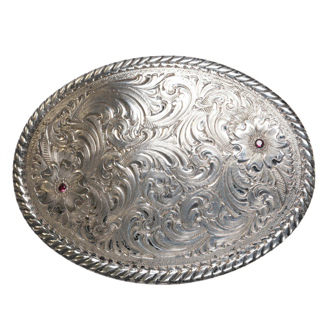 1980's Vogt Sterling front Cowboy belt buckle with rubies