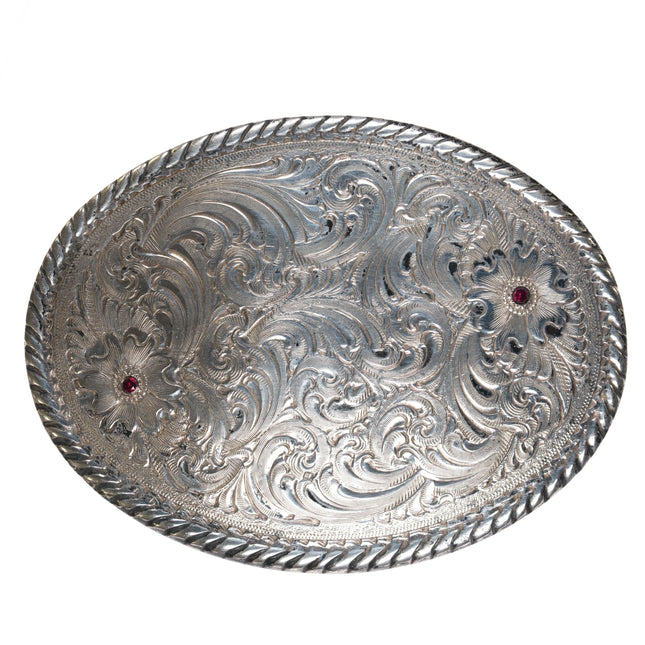 1980's Vogt Sterling front Cowboy belt buckle with rubies