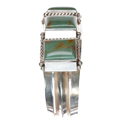 6.75" Tom Lewis Navajo sterling and turquoise cuff bracelet - Estate Fresh Austin