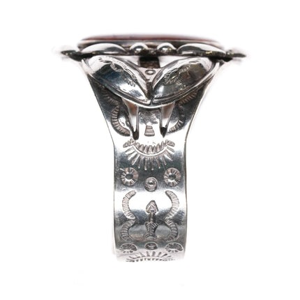 6.25" 40's-50's Fred Harvey style sterling/jasper cuff bracelet - Estate Fresh Austin