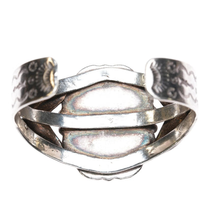 6.25" 40's-50's Fred Harvey style sterling/jasper cuff bracelet - Estate Fresh Austin