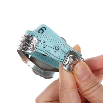 6.25" 40's-50's Fred Harvey style sterling/jasper cuff bracelet - Estate Fresh Austin