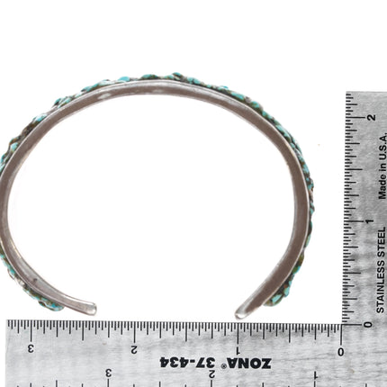 7.375" Large, Strange, Heavy sterling turquoise pebble epoxy cuff bracelet - Estate Fresh Austin