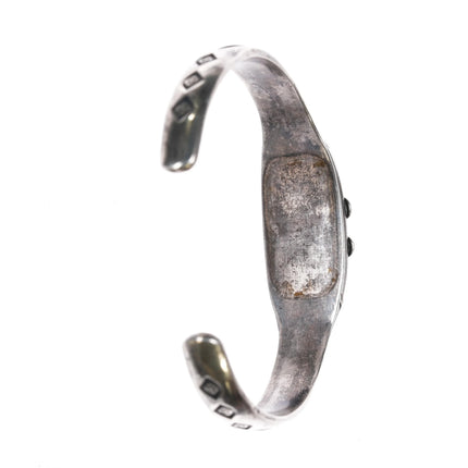 6.75" 30's-40's Navajo Blue Gem turquoise cluster silver cuff bracelet - Estate Fresh Austin